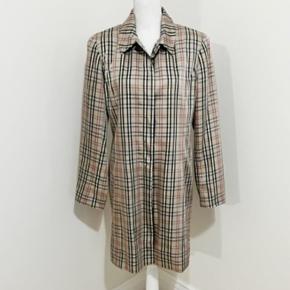Juliana Collezione Check Plaid Snap Front Coat